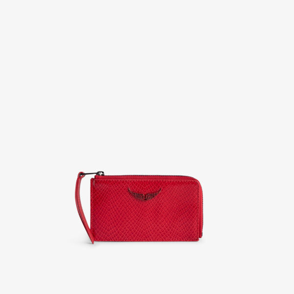 

Визитница из тисненой кожи с декором в виде крыльев Zadig&Voltaire, цвет power