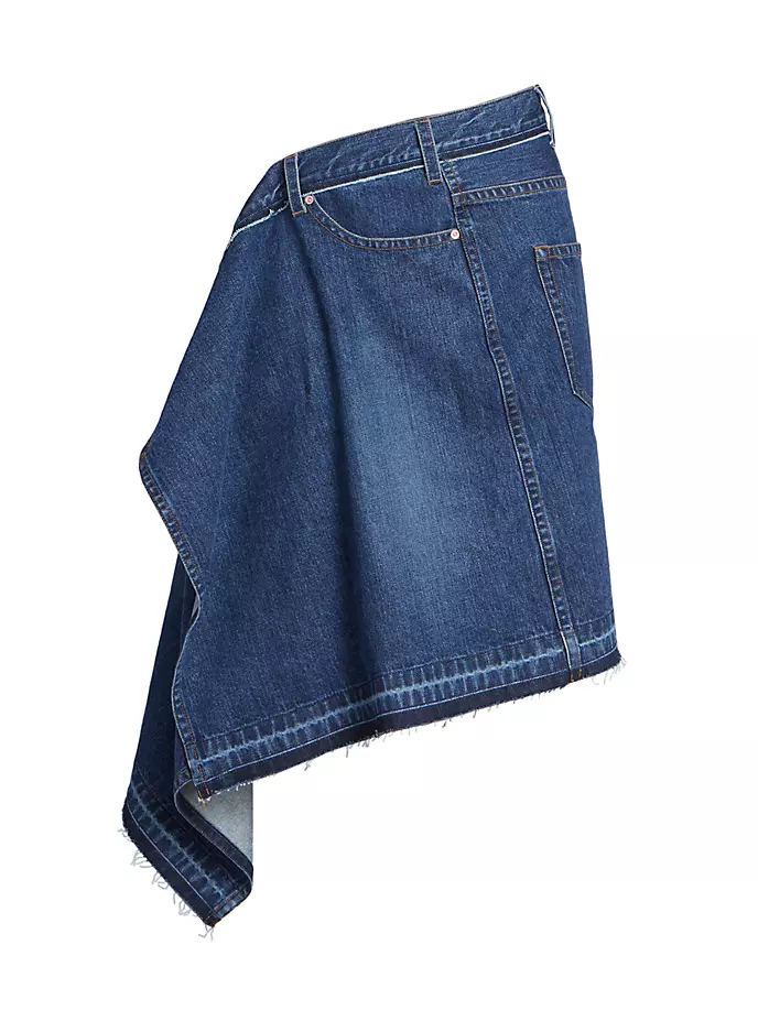 

Джинсовая юбка с драпировкой Sacai, синий