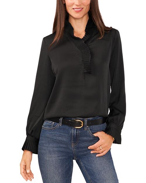 

Блуза с плиссированной отделкой VINCE CAMUTO, цвет Black