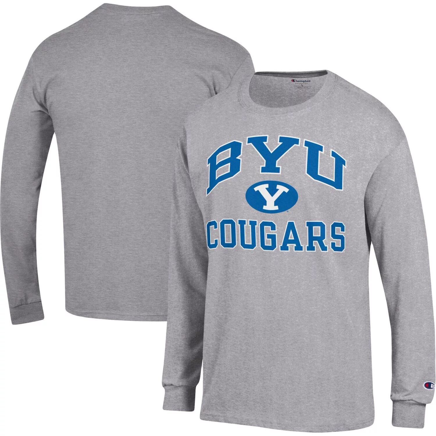 

Мужская футболка серого цвета с длинными рукавами BYU Cougars High Motor Champion, Серый