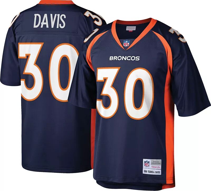 

Мужская футболка Mitchell & Ness Denver Broncos Terrell Davis № 30 темно-синего цвета 1998 года.