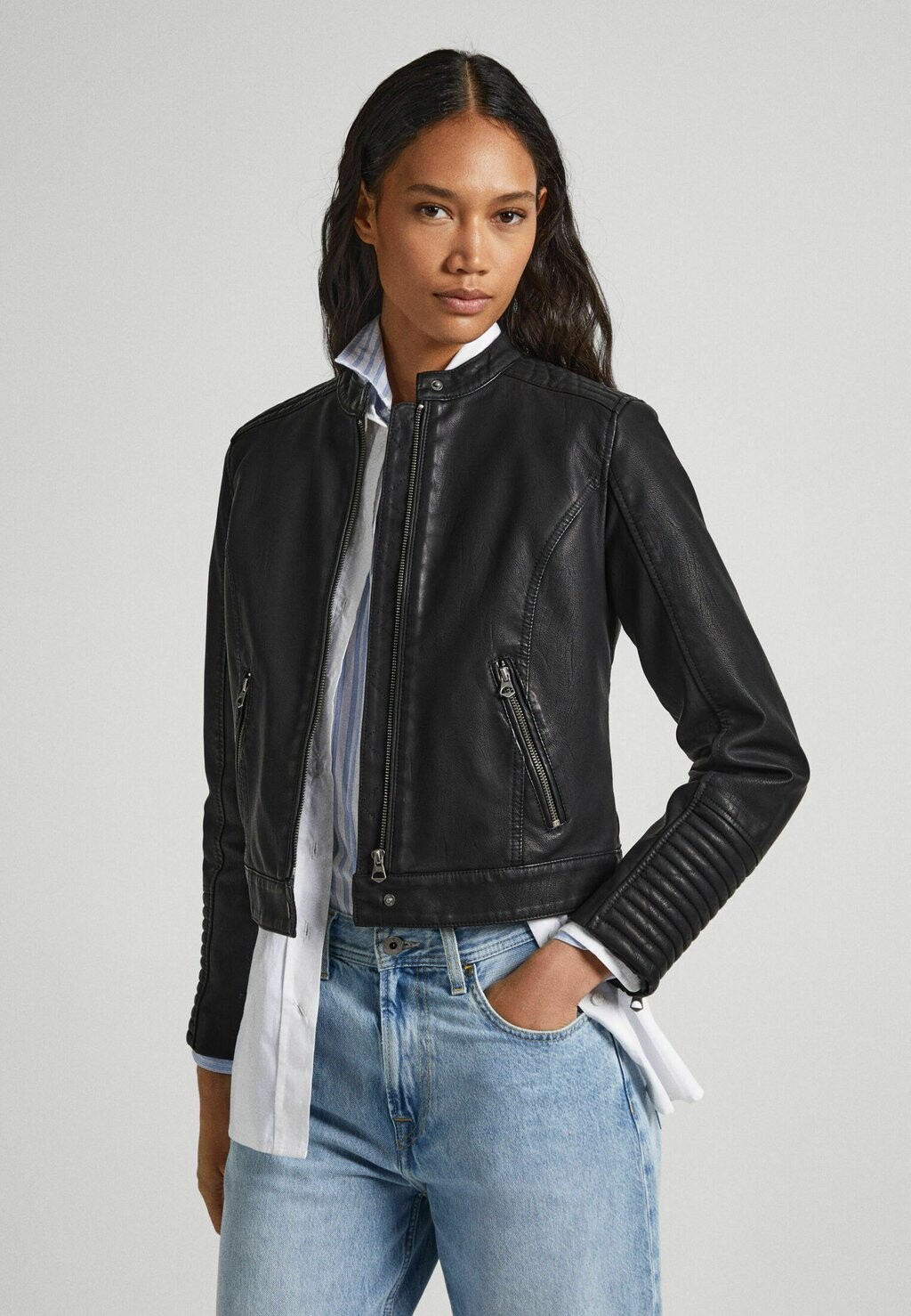 

Куртка Pepe Jeans из искусственной кожи, черный