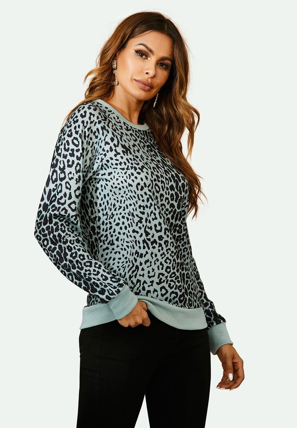 

Свитшот Animal Print Long Sleeve FS Collection, светло-зеленый