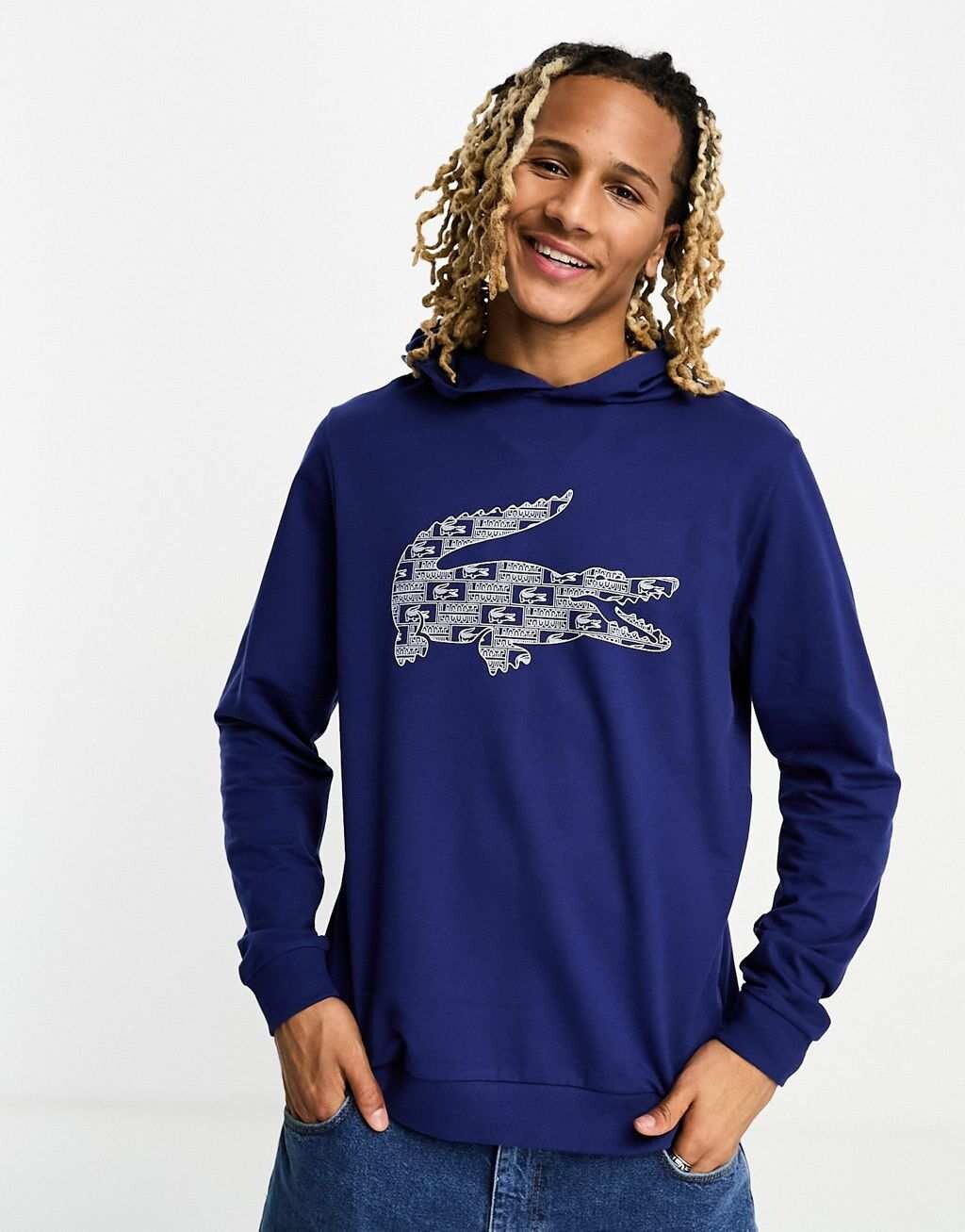 

Синяя худи с графическим рисунком Lacoste Loungewear Heritage, Синий