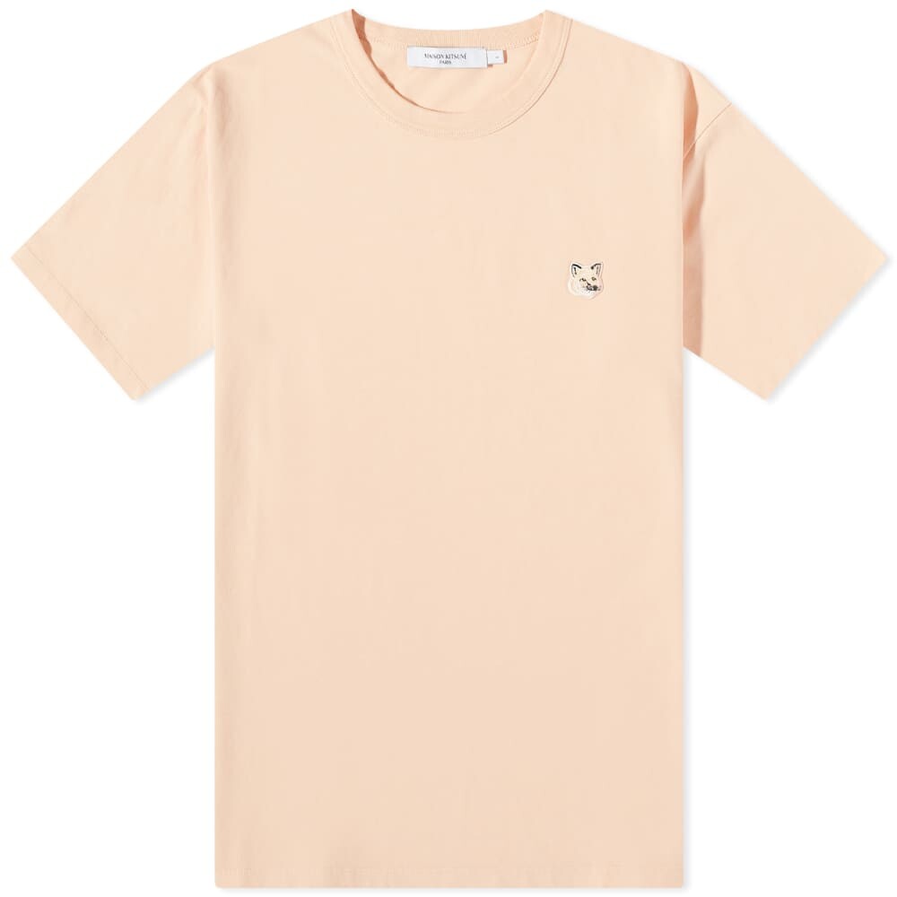 

Обычная футболка Maison Kitsune с нашивкой в ​​виде головы лисы в тон, персиковый