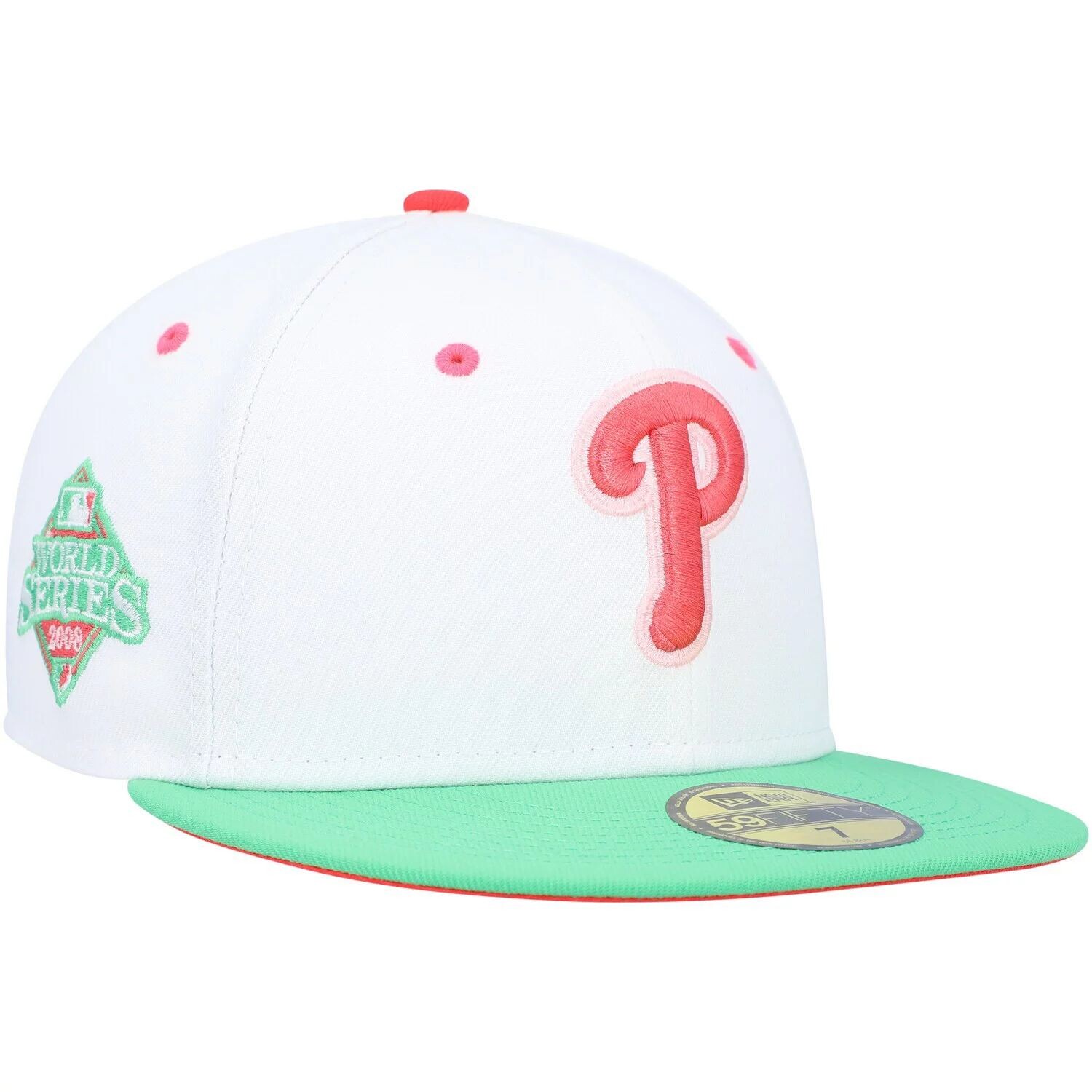 

Мужская облегающая шляпа New Era белого/зеленого цвета Philadelphia Phillies 2008 World Series Watermelon Lolli 59FIFTY