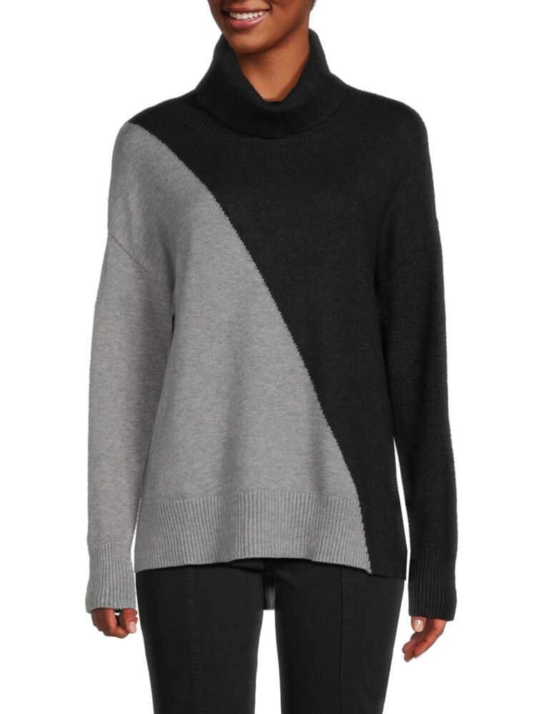 

Свитер с водолазкой с цветными блоками Ellen Tracy, цвет Charcoal Multi