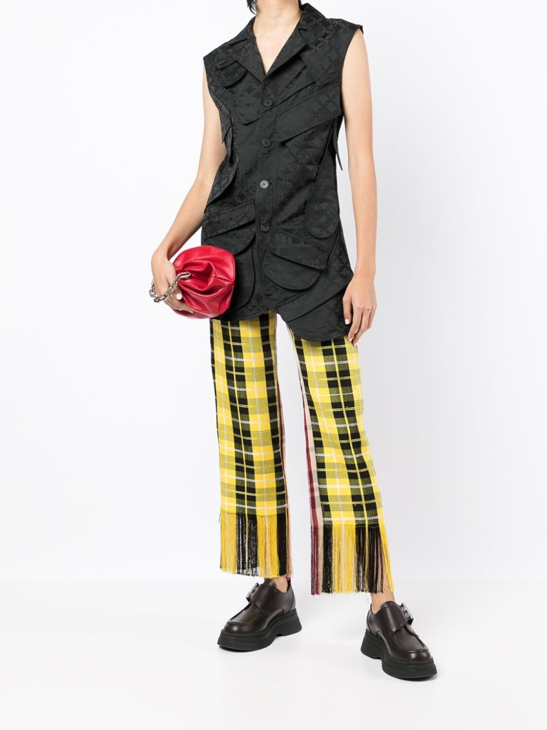 

Charles Jeffrey Loverboy длинный жаккардовый жилет с карманами, черный