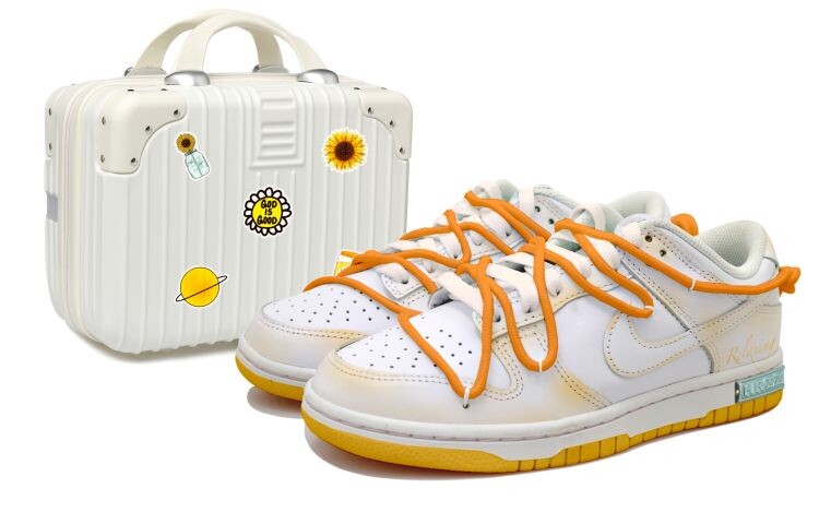 

Кроссовки для скейтбординга Dunk женские с низким верхом, белые/желтые Nike
