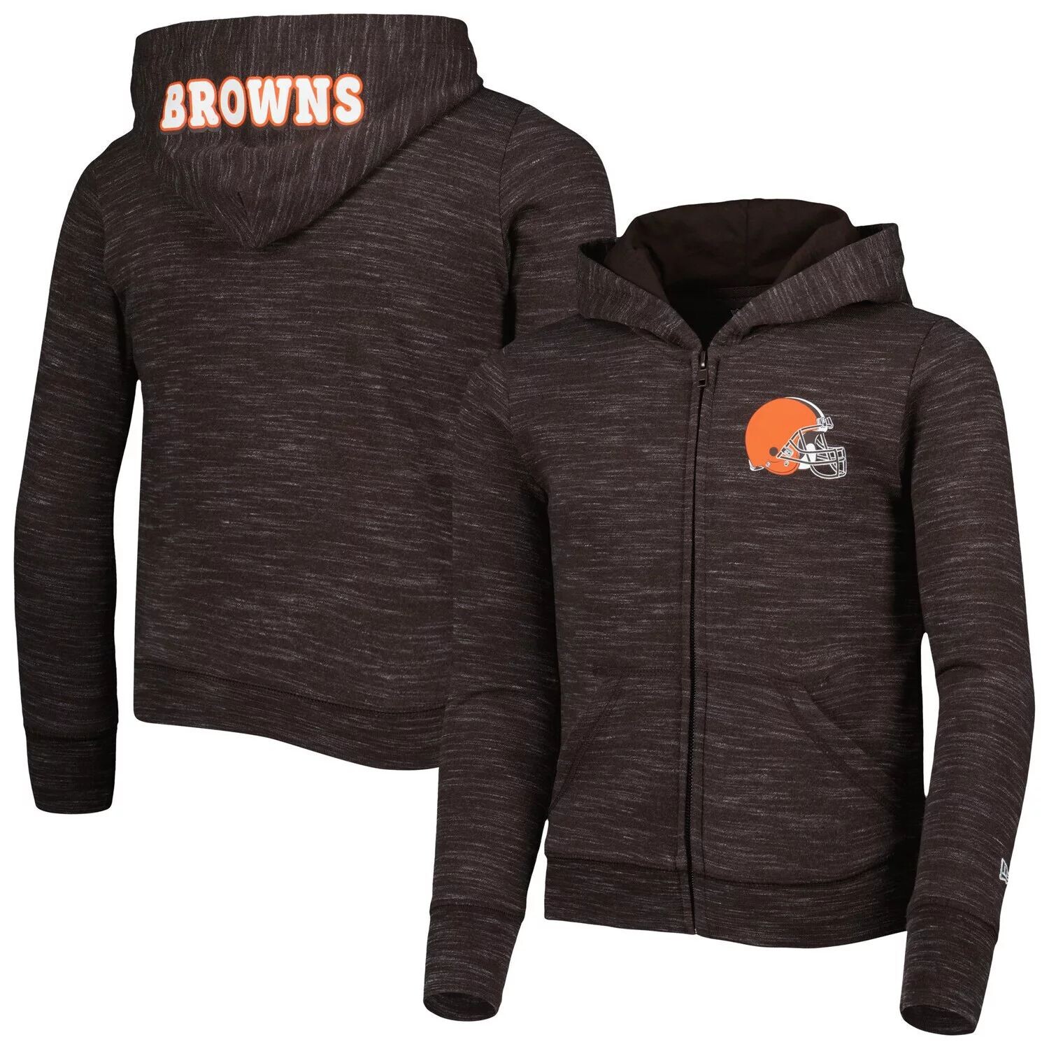 

Молодежная толстовка с капюшоном New Era Brown Cleveland Browns Reverse Space Dye French Terry на молнии New Era