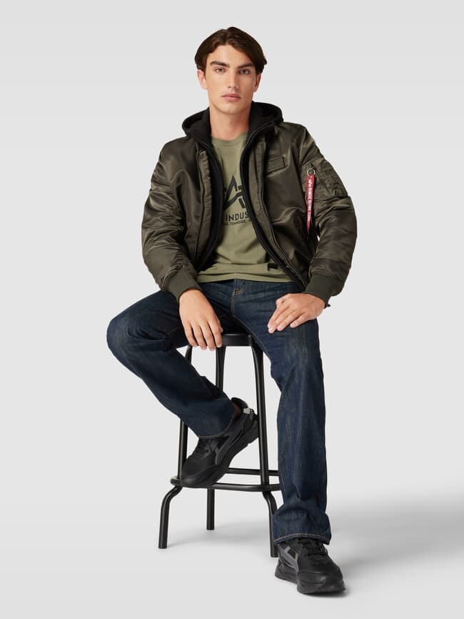 

Бомбер с капюшоном Alpha Industries, темно-зеленый