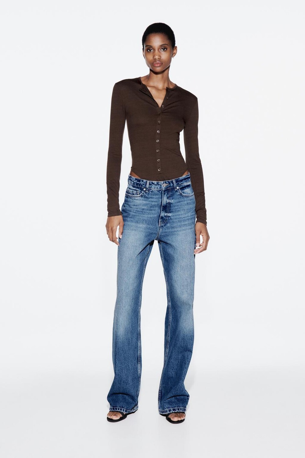 

Полупрозрачное деликатное боди ZARA, коричневый