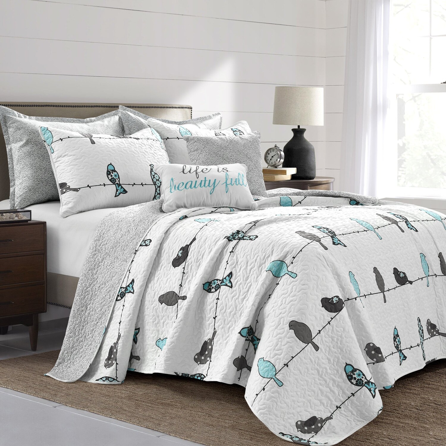 

Набор одеял Rowley Birds из 7 предметов Lush Decor, цвет Blue_Gray