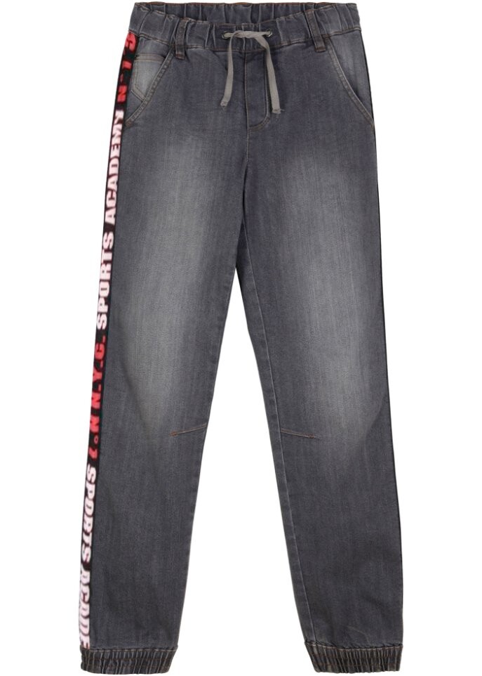 

Спортивные джинсы для мальчиков узкого кроя с тесьмой John Baner Jeanswear, серый