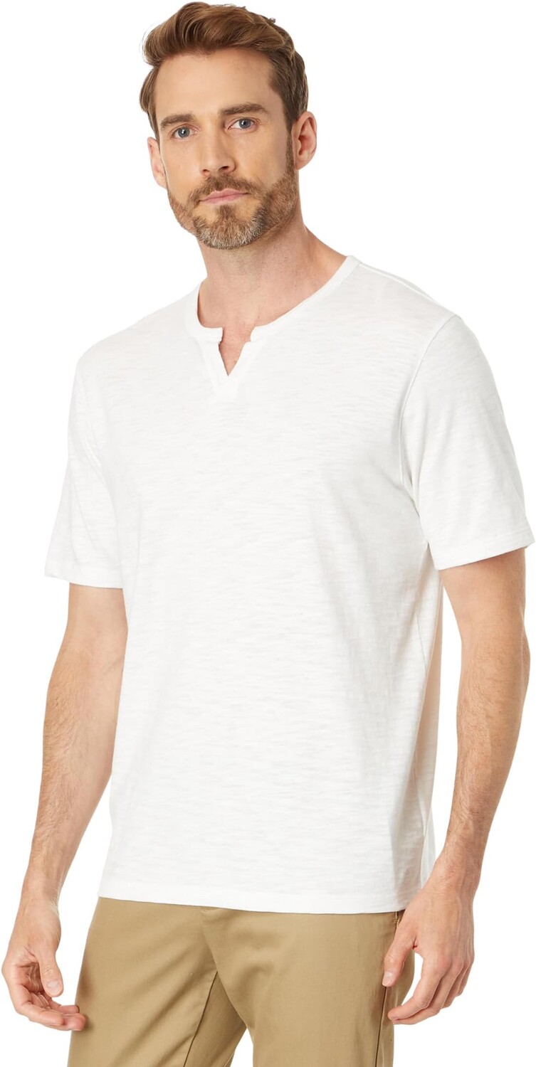 

Футболка Vince Slub Split-Neck Short Sleeve, цвет Off-White