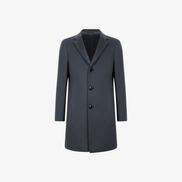 Однобортное пальто Gable из смесовой шерсти Reiss, синий