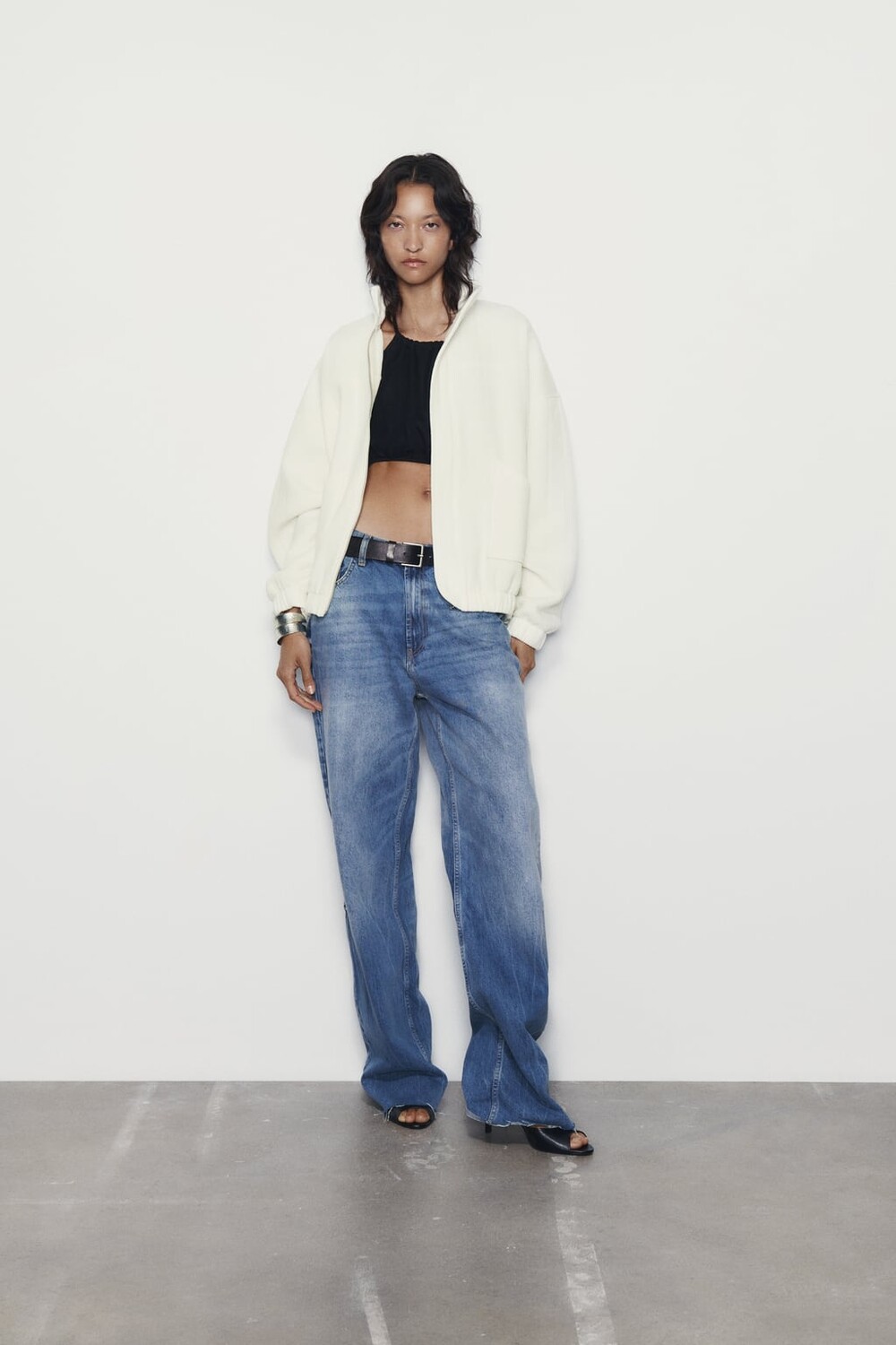 

Стеганая куртка-бомбер оверсайз ZARA, экру