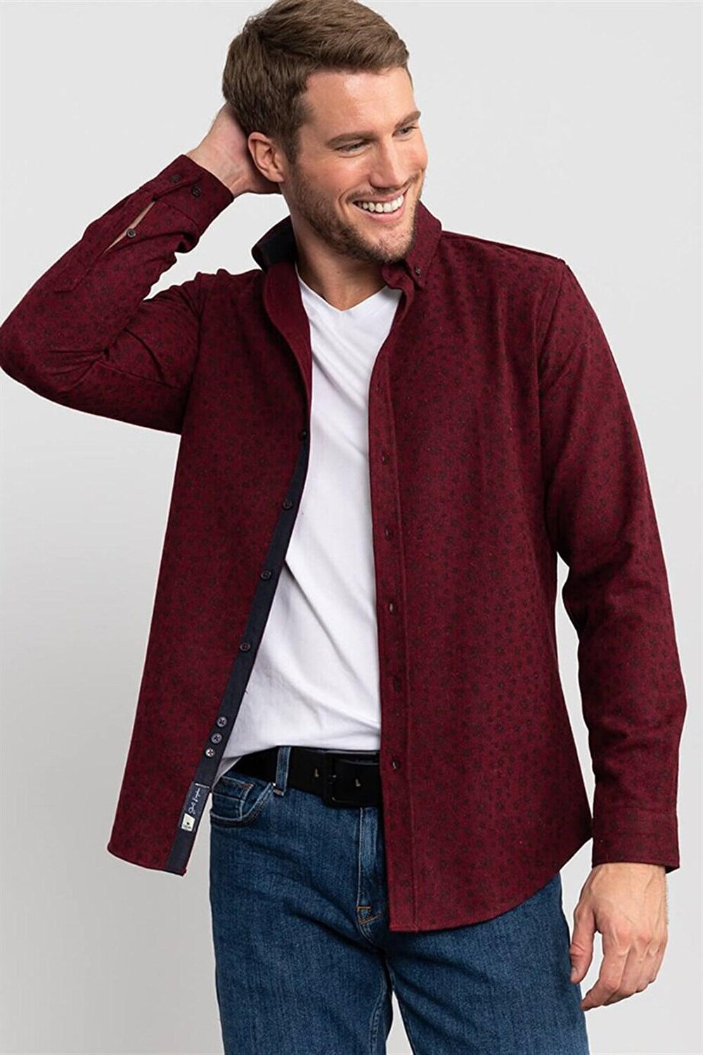 

Мужская рубашка Slim Fit с принтом Lumberjack TUDORS, бургундия