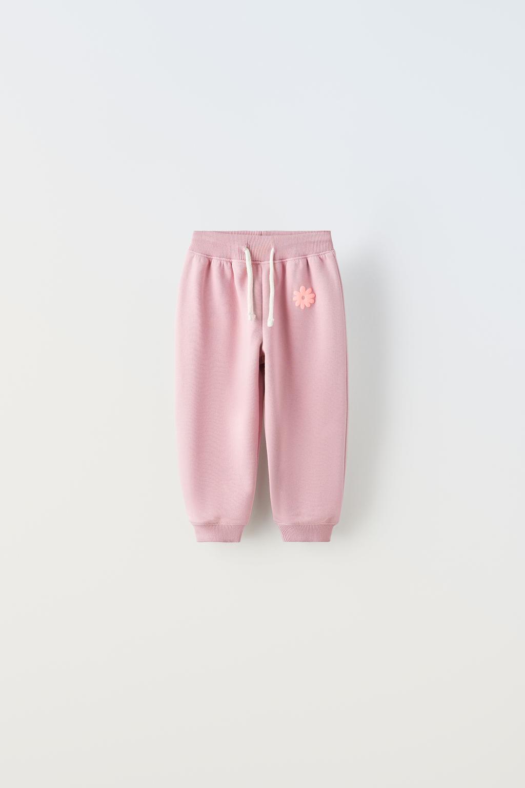 Плюшевые брюки с резинками ZARA, розовый