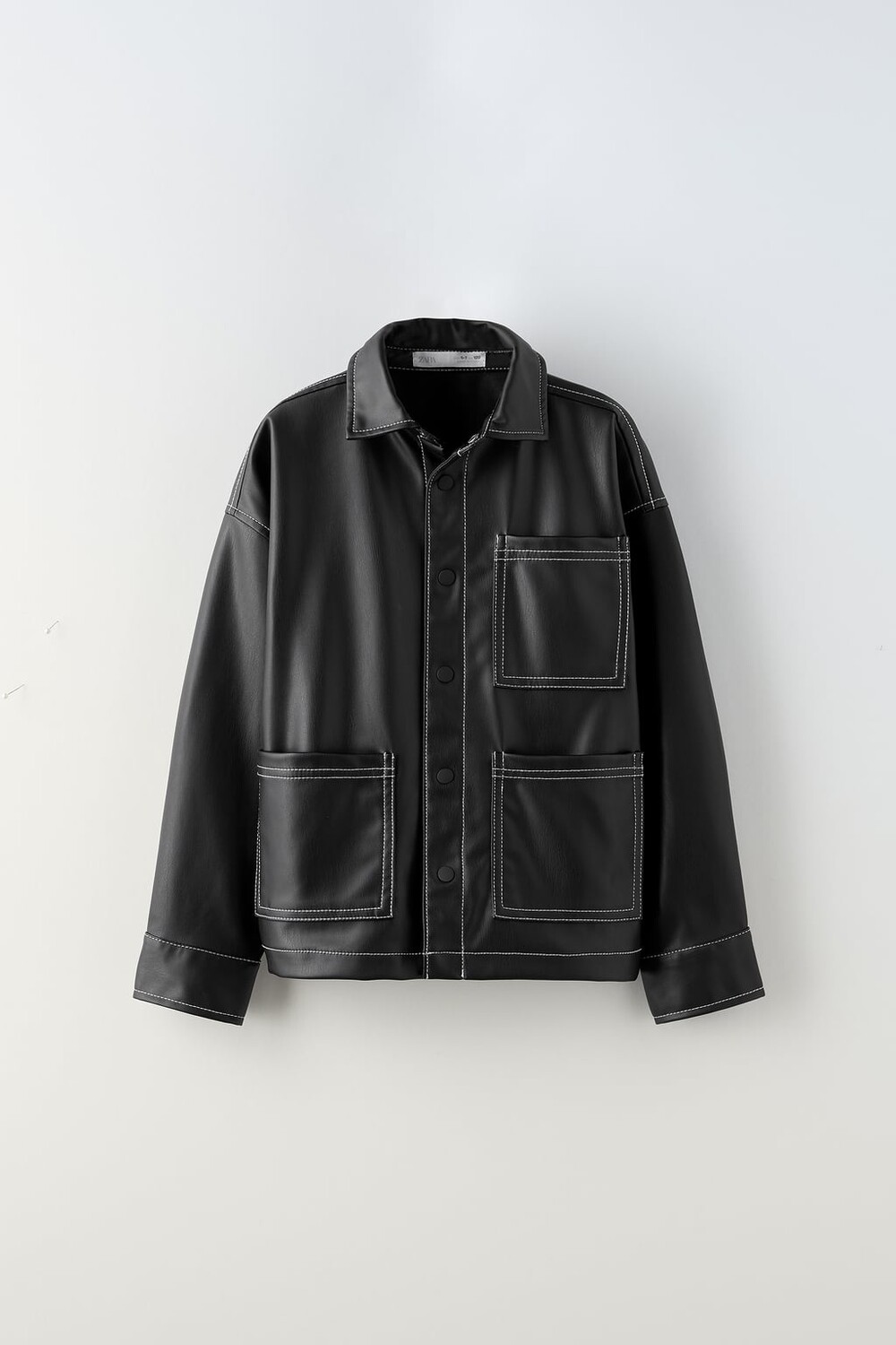 

Рубашка из искусственной кожи ZARA, черный