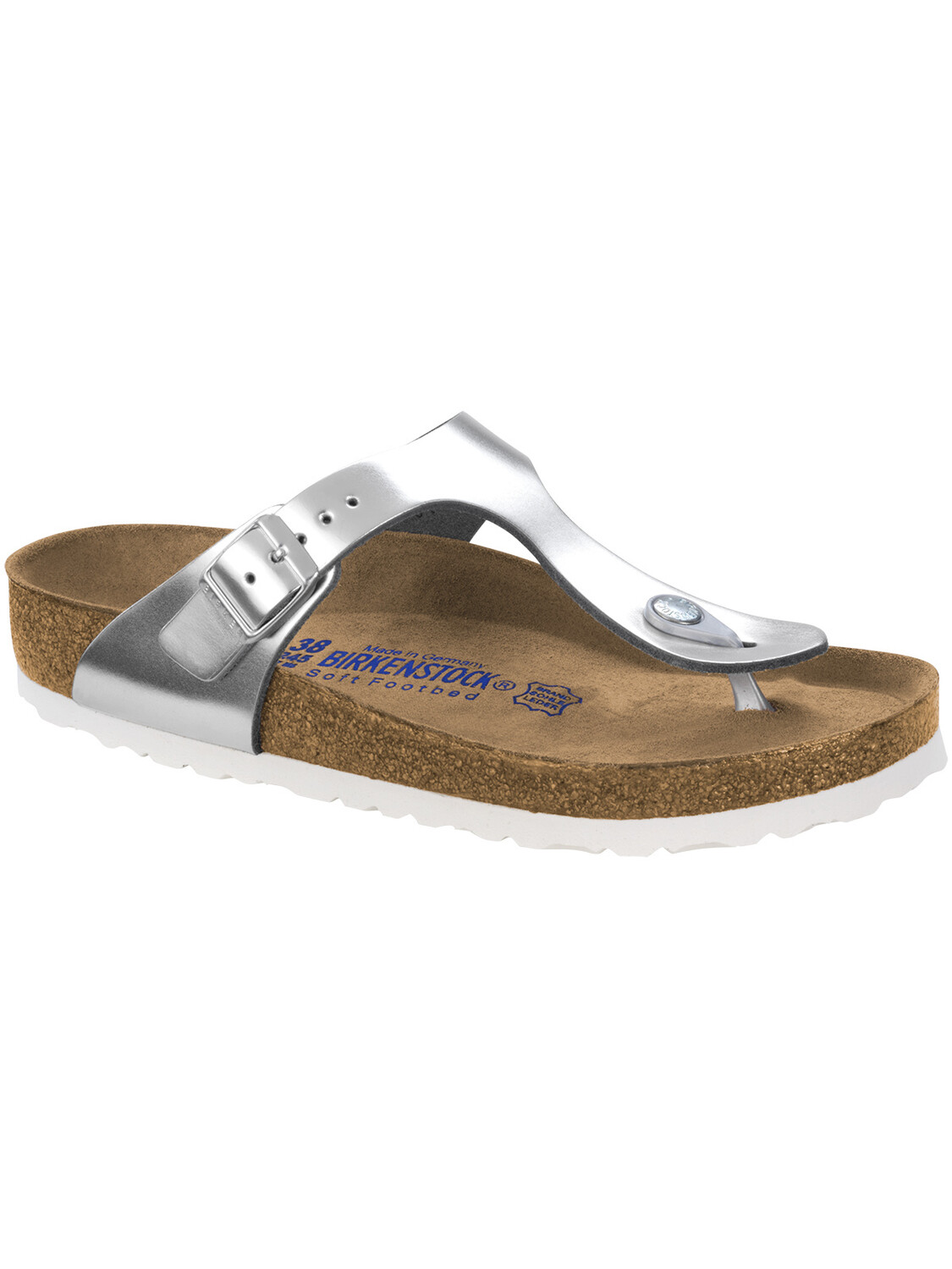 

Сандалии Birkenstock Pantoletten Gizeh SFB schmale Weite, цвет metallic silber