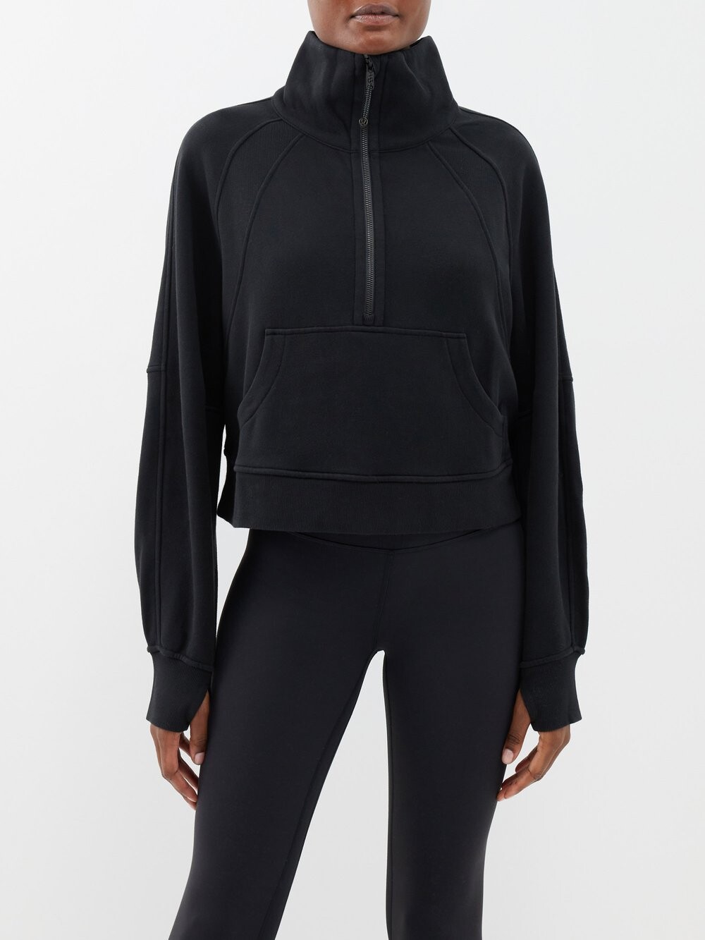 

Свитер из хлопкового джерси с высоким воротником scuba Lululemon, черный