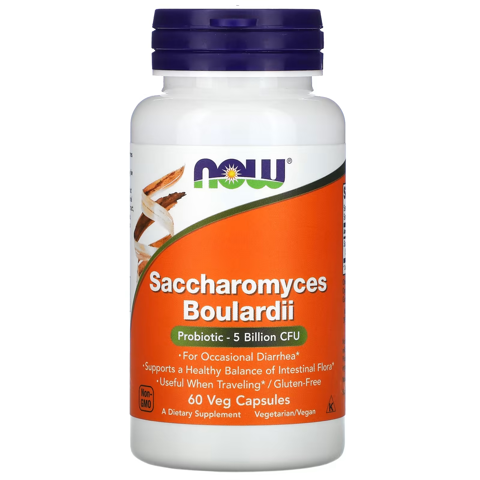Пищевая добавка NOW Foods Saccharomyces Boulardii 10 миллиардов КОЕ, 60 капсул (5 миллиардов КОЕ на капсулу)