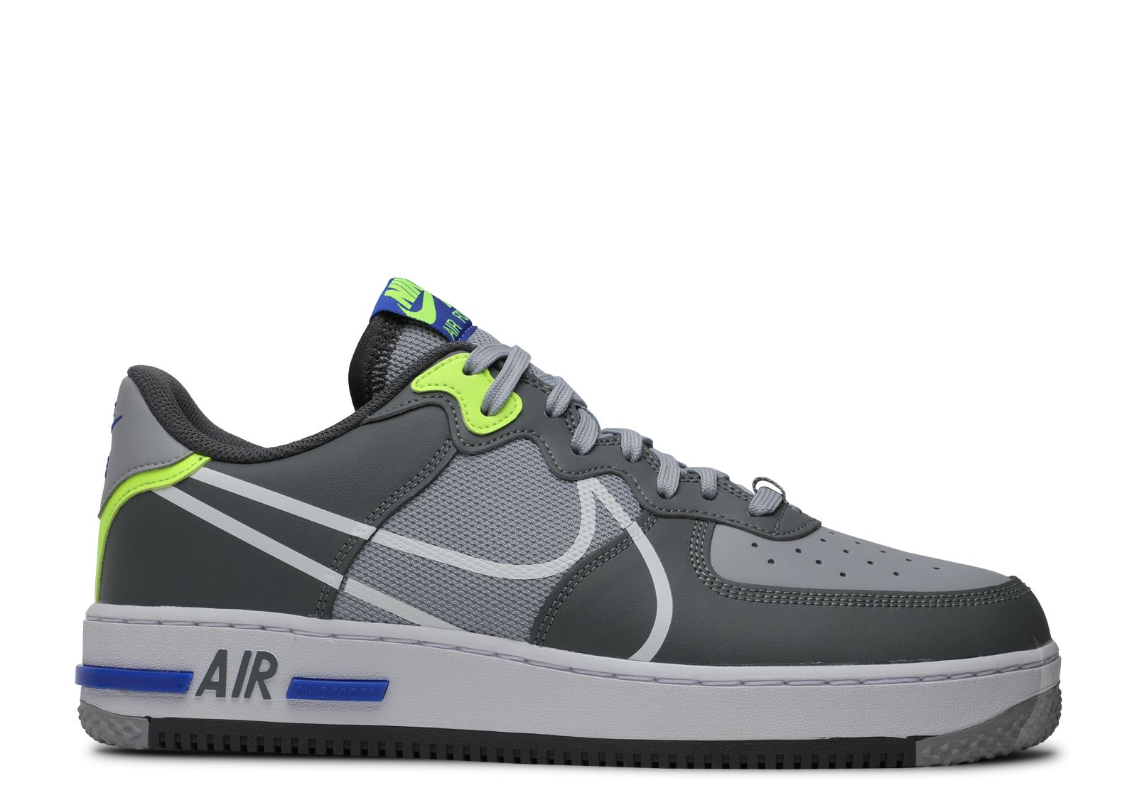 кросcовки nike air force 1 react белый зеленый Кроссовки Nike Air Force 1 React 'Wolf Grey', серый