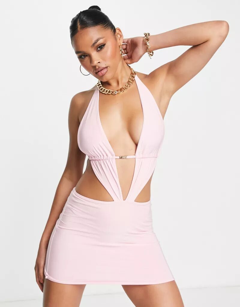 Розовое облегающее платье мини с бисером Missy Empire Missyempire