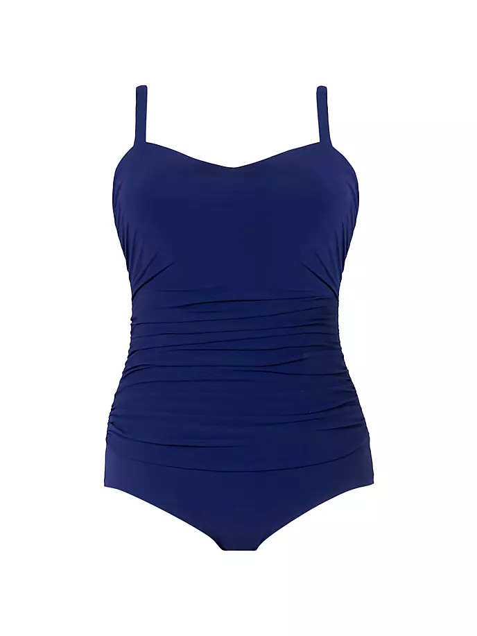 

Цельный купальник со сборками Gottex Swimwear, темно-синий