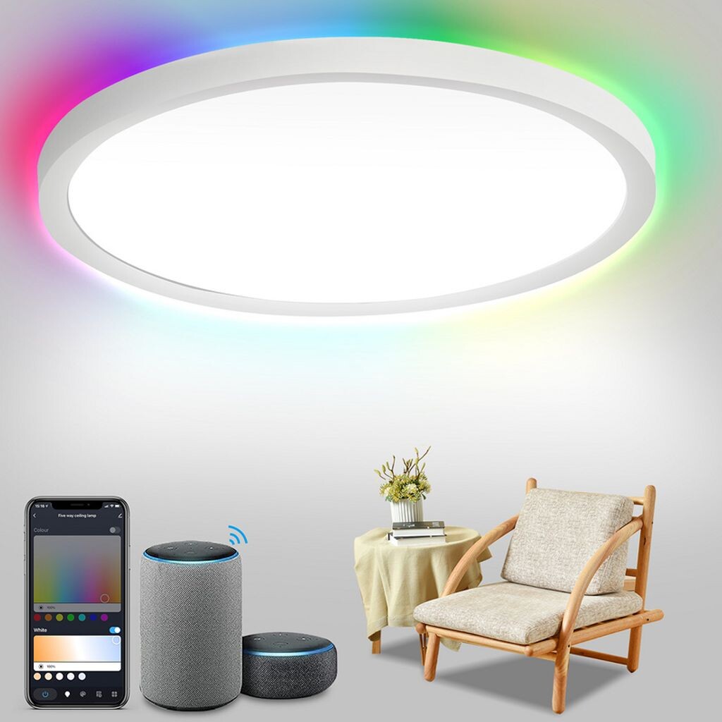 

Jiubiaz 24 Вт светодиодный потолочный светильник RGB для кухни, прихожей, ПОДСВЕТКА, потолочный светильник с регулируемой яркостью для подвала, белый