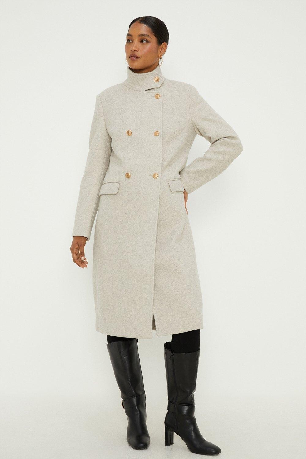 

Пальто макси с воротником-воронкой Dorothy Perkins, белый