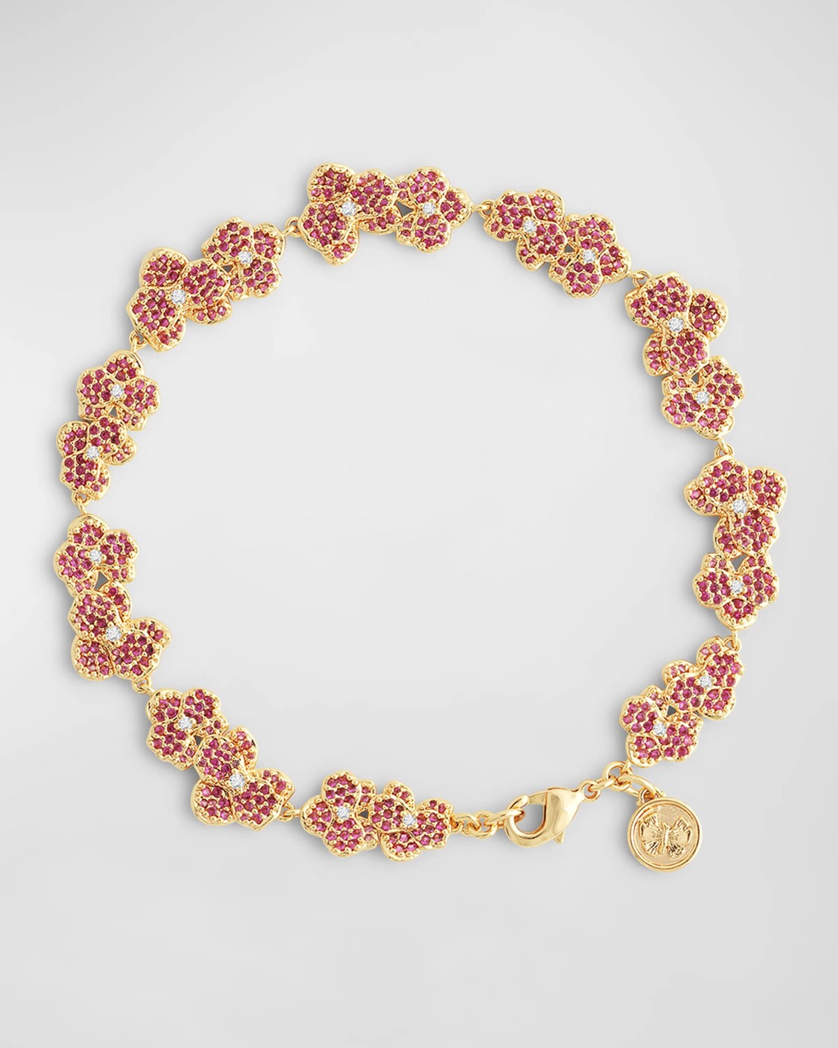

Теннисный браслет с паве орхидеи Anabel Aram Jewelry, цвет Fuchsia