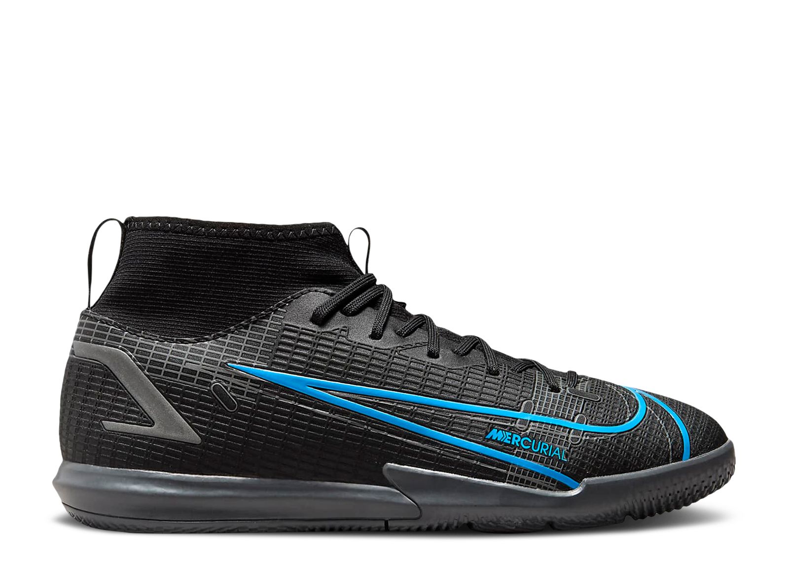 кроссовки nike mercurial superfly 8 academy ic gs black photo blue черный Кроссовки Nike Mercurial Superfly 8 Academy Ic Gs 'Black Photo Blue', черный