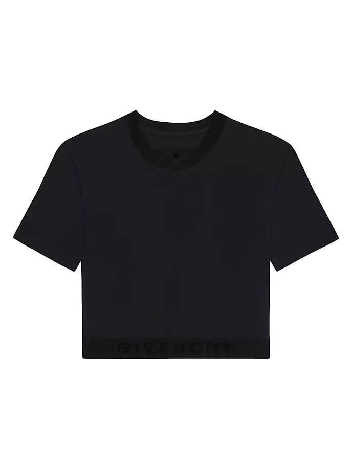 

Укороченная футболка с жаккардовым низом и логотипом Givenchy, черный