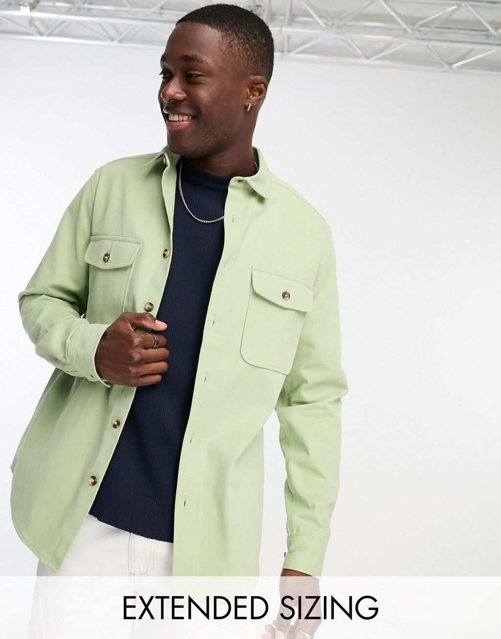 

Зеленая хлопковая куртка ASOS DESIGN, Зеленый