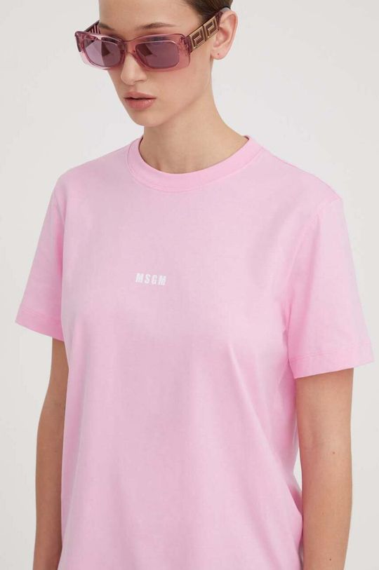 Хлопковая футболка MSGM, розовый