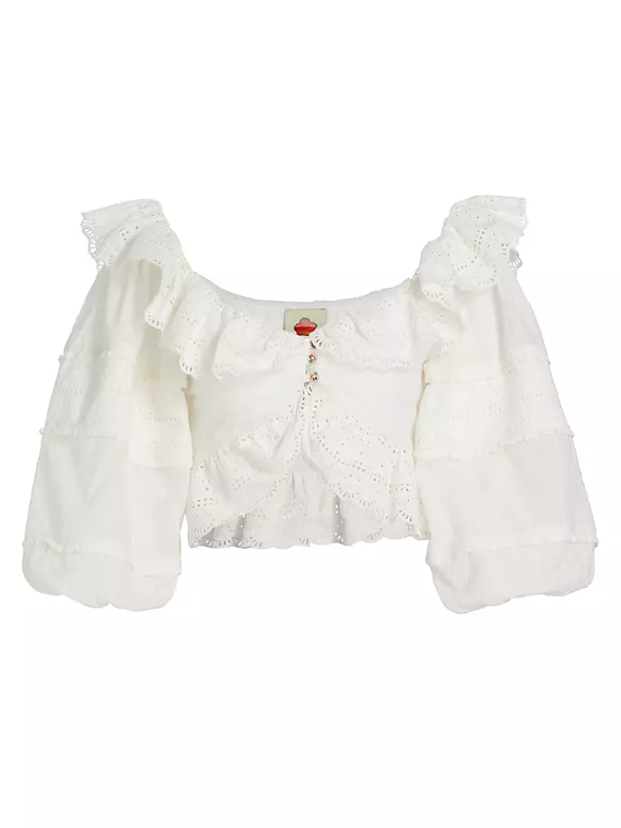 

Кружевной укороченный топ Farm Rio, цвет off white