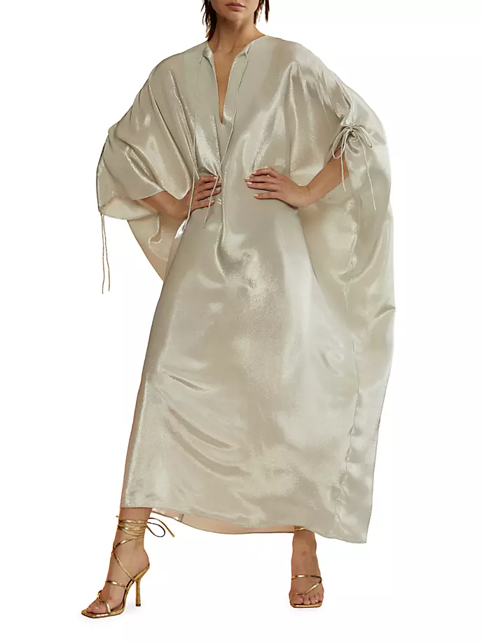 

Шелковый кафтан металлик Cynthia Rowley, цвет silver