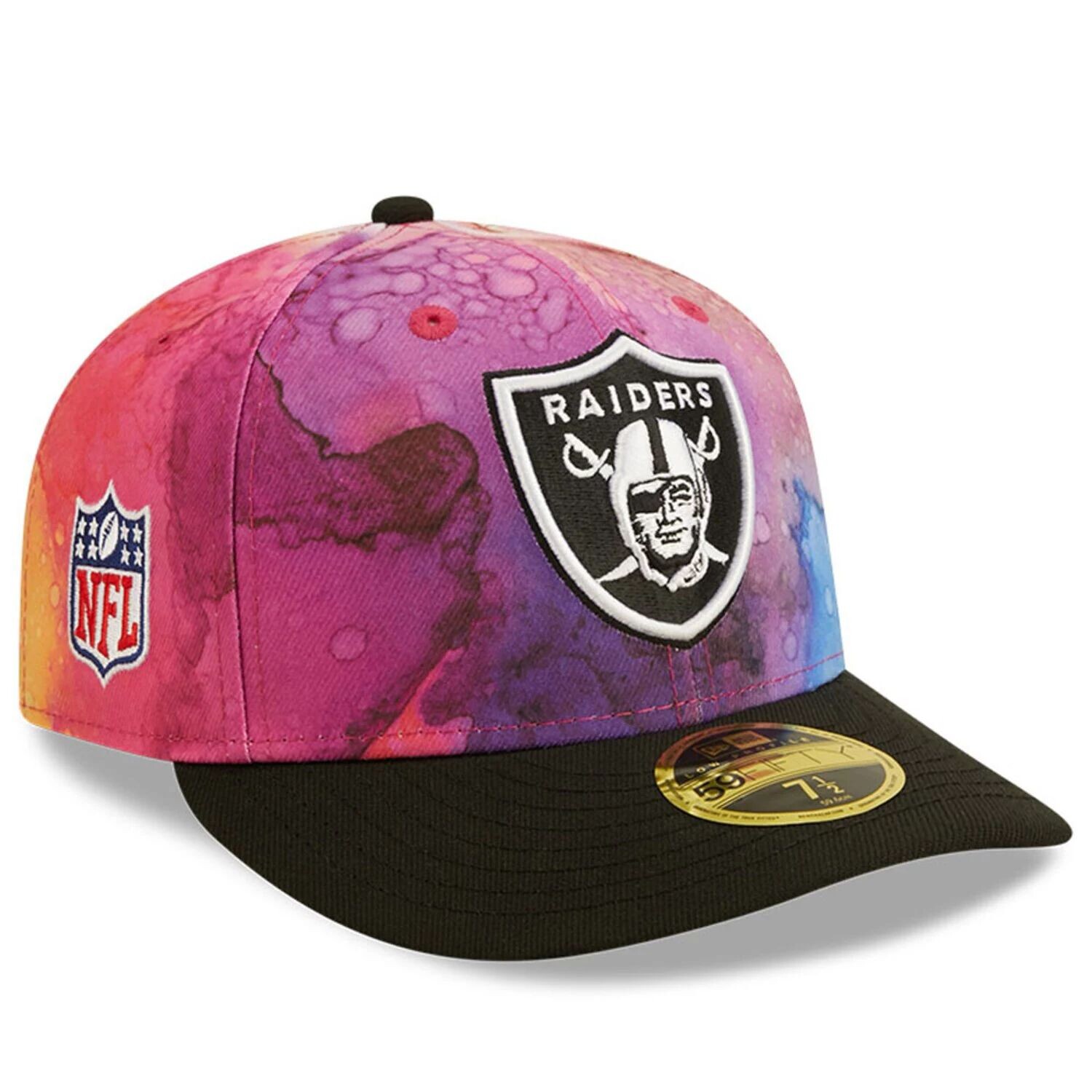 

Мужская шляпа New Era Pink/Black Las Vegas Raiders 2022 NFL Crucial Catch Low Profile 59FIFTY