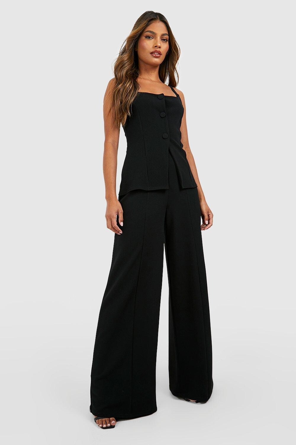 

Брюки из трикотажного крепа Boohoo, черный