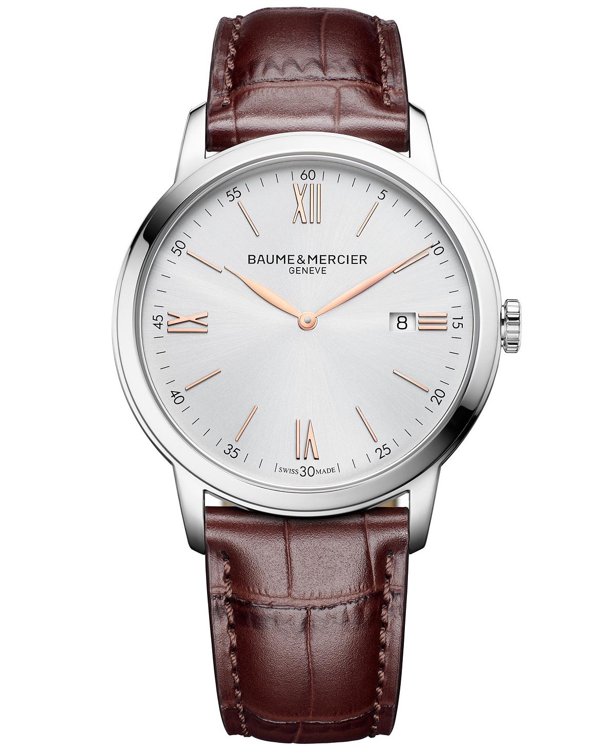 

Мужские швейцарские часы Classima с красно-коричневым кожаным ремешком, 42 мм Baume & Mercier