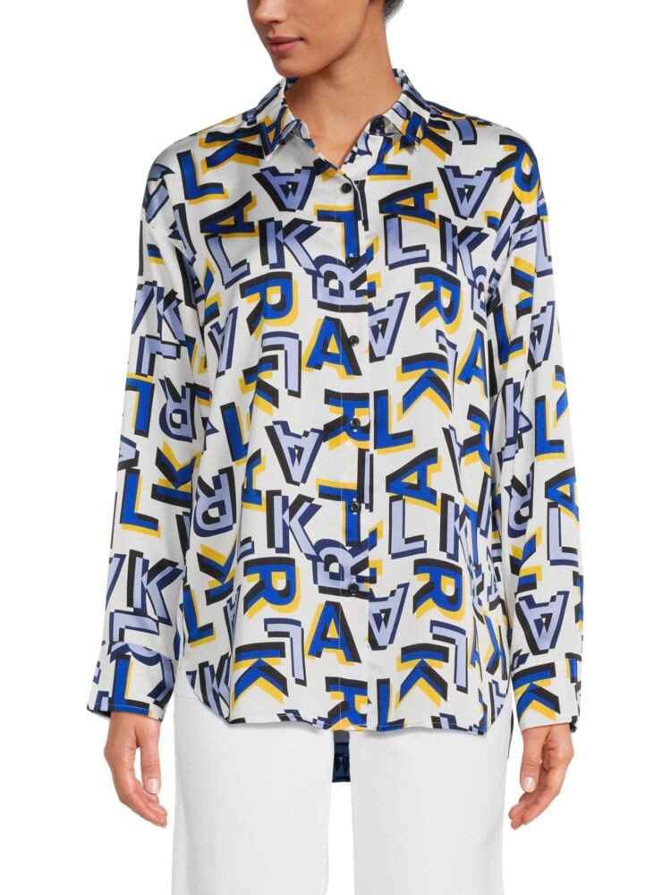 

Атласная рубашка оверсайз на пуговицах Karl Lagerfeld Paris, цвет Soft White Multi