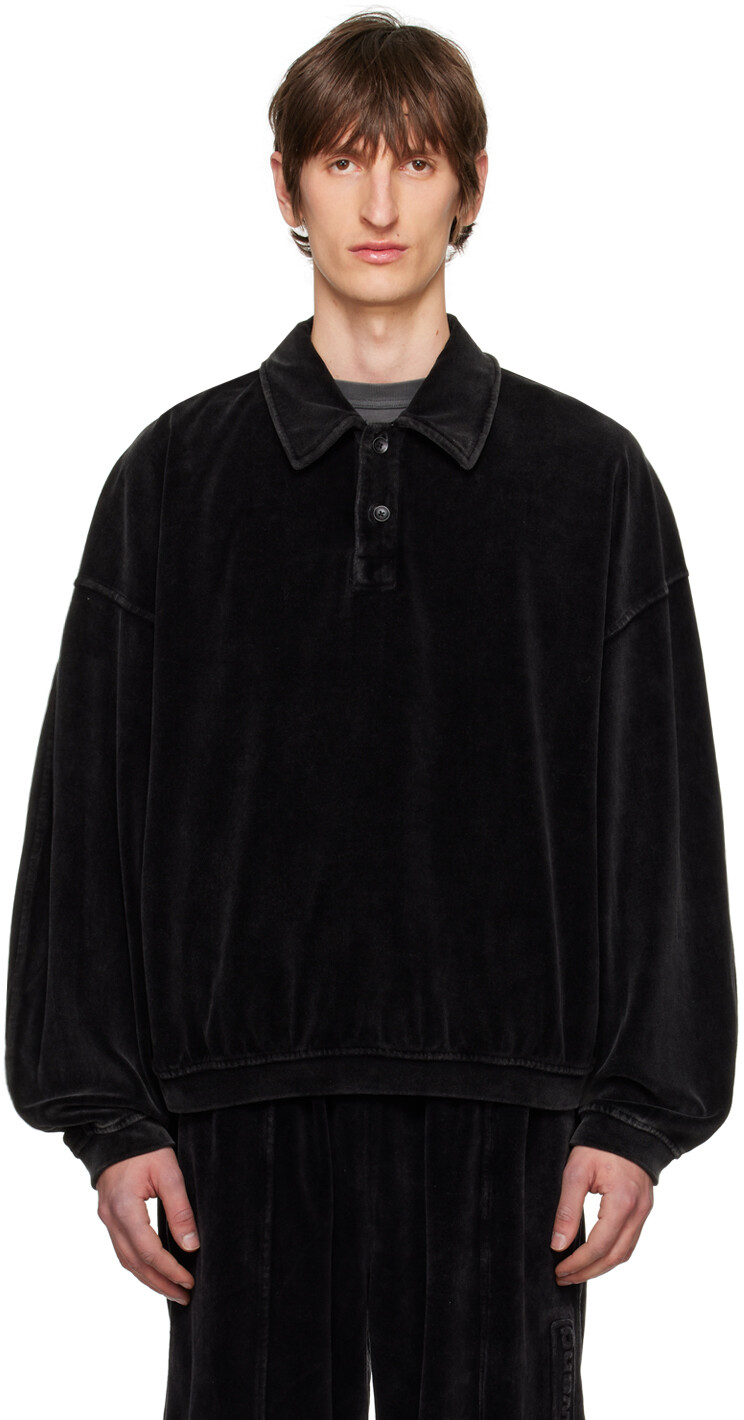 

Черная шарнирная футболка-поло Alexander Wang