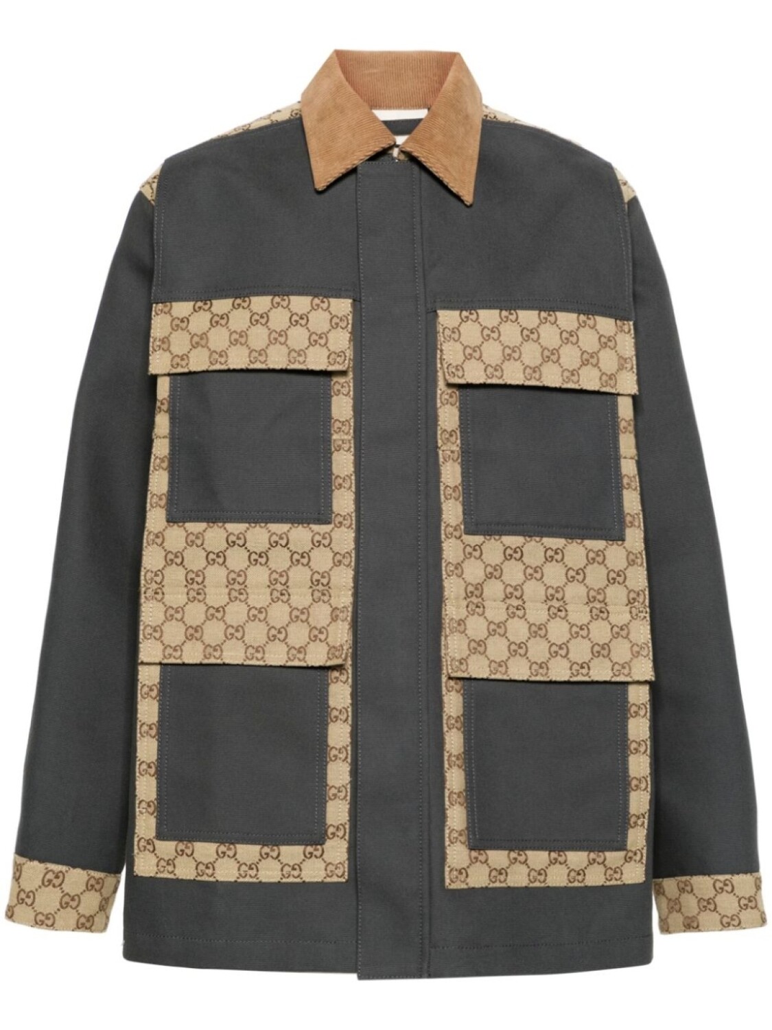 Gucci куртка с узором GG Supreme, серый