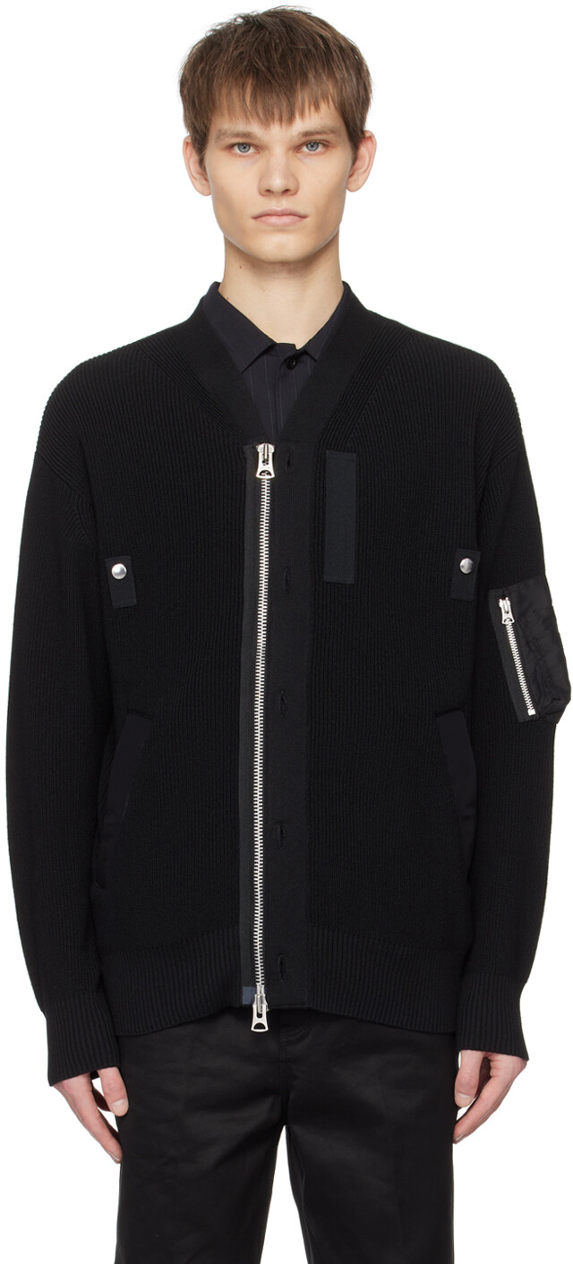 

Черный стеганый кардиган Sacai