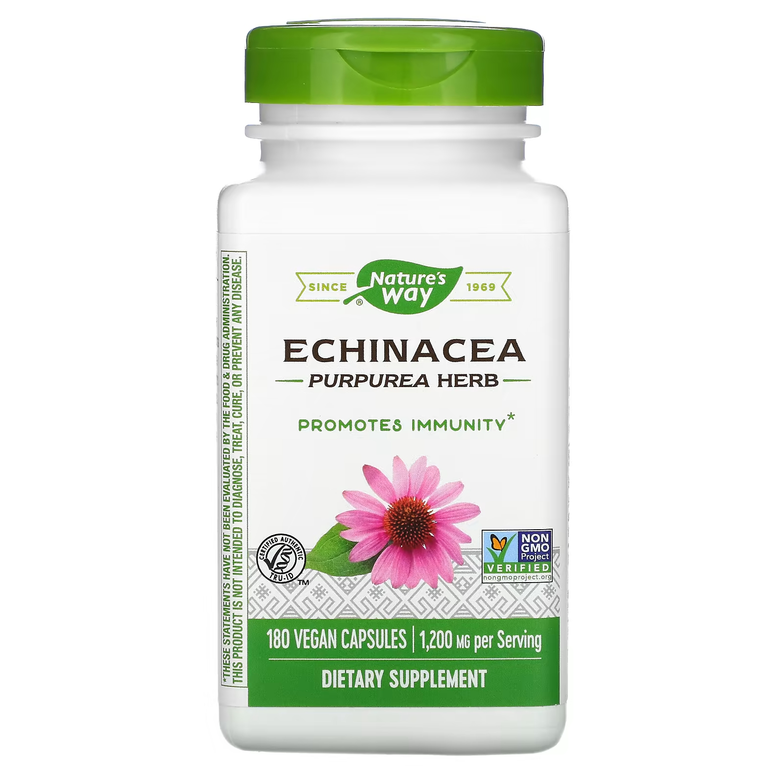 Пищевая добавка Nature's Way Echinacea Purpurea Herb 1200 мг, 180 веганских капсул