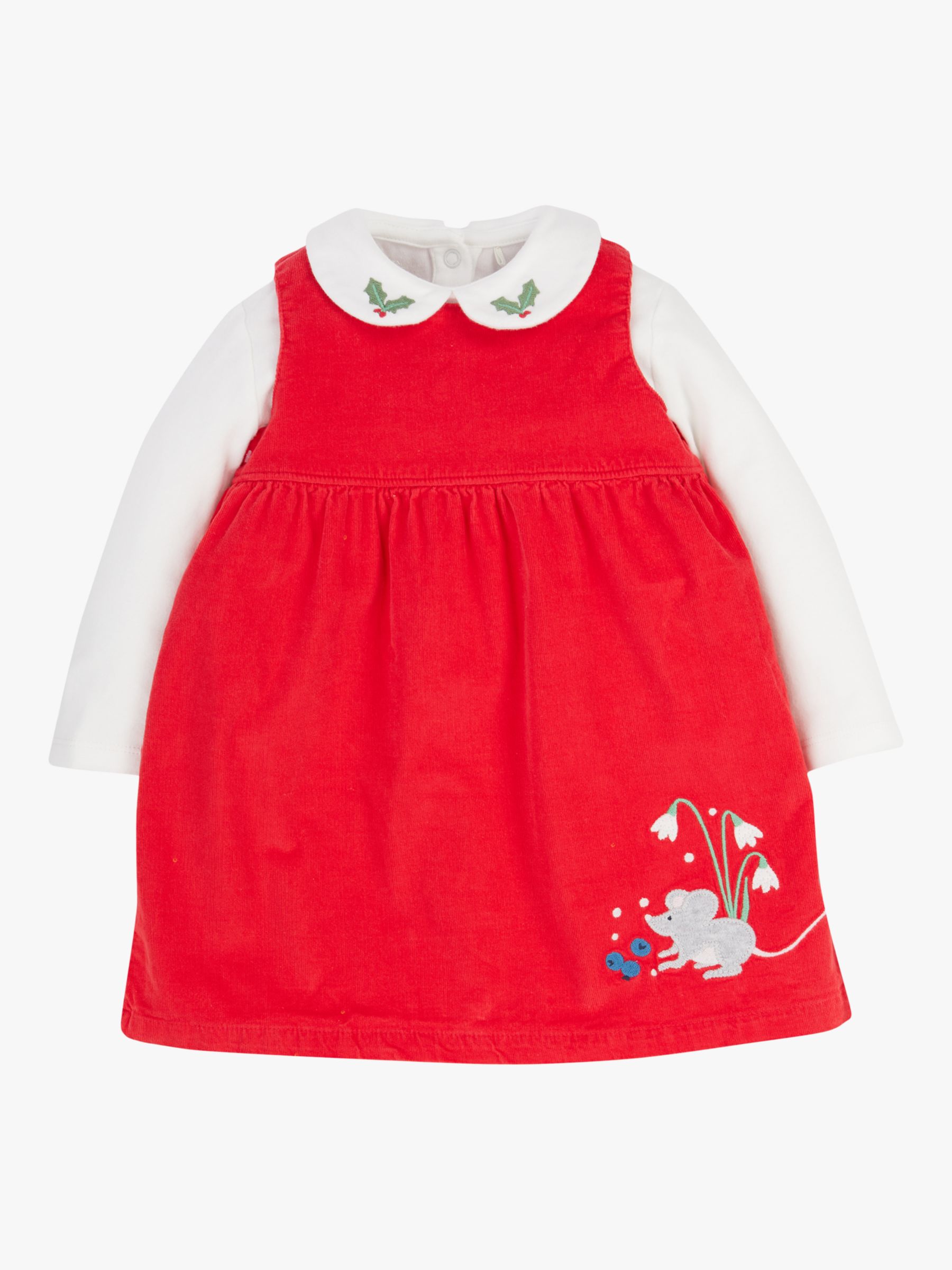 Платье и топ из органического хлопка с аппликацией Baby Macie Mouse Frugi, мягкий белый/настоящий красный