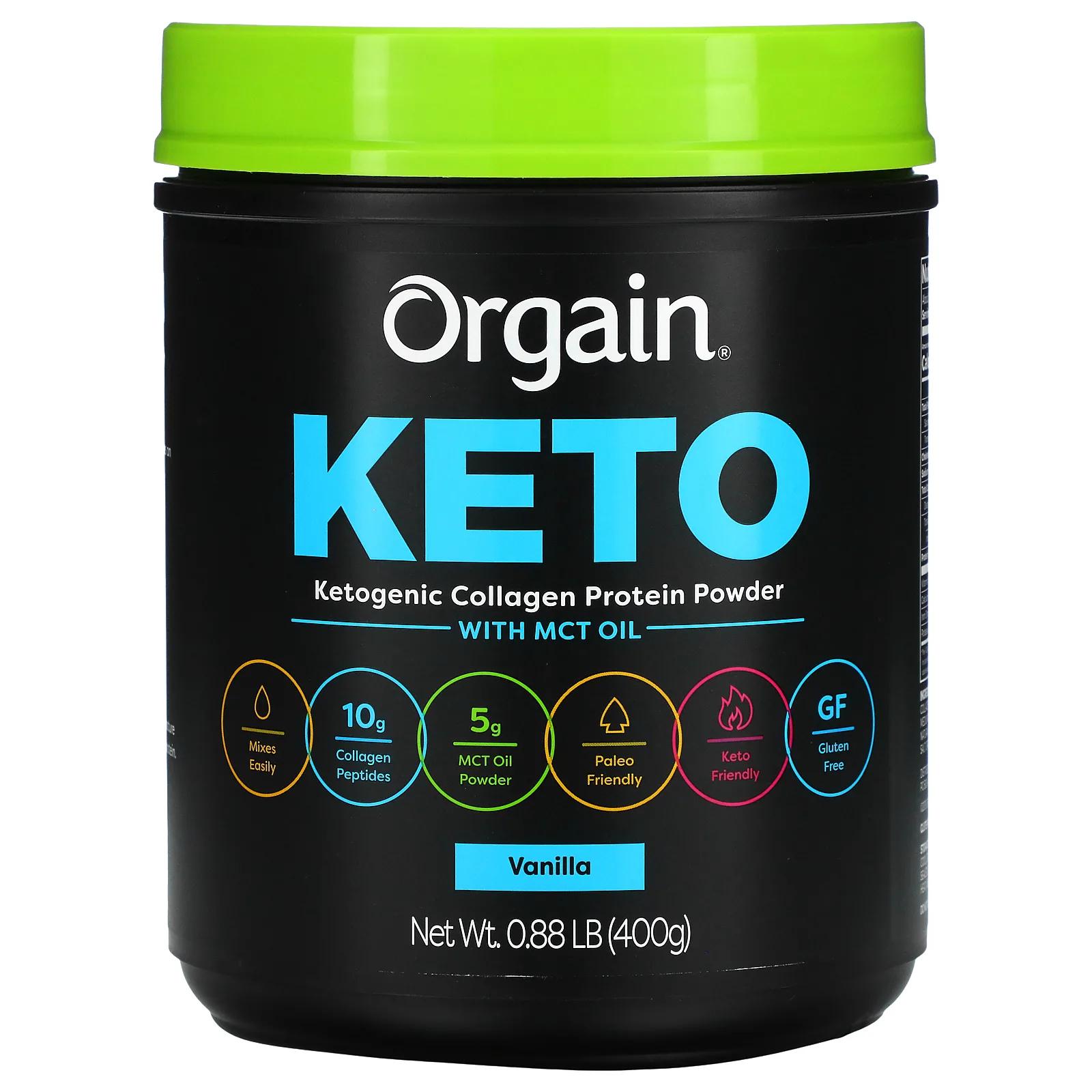 Orgain Keto протеиновый порошок из кетогенного коллагена с маслом MCT ваниль 400 г (0,88 фунта)