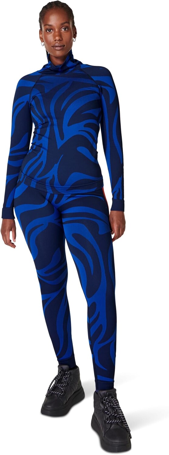 

Леггинсы с животным базовым слоем Sweaty Betty, цвет Blue Animal Flow Jacquard